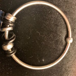 7’ silver colored givenchy bangle bracelet w/beads